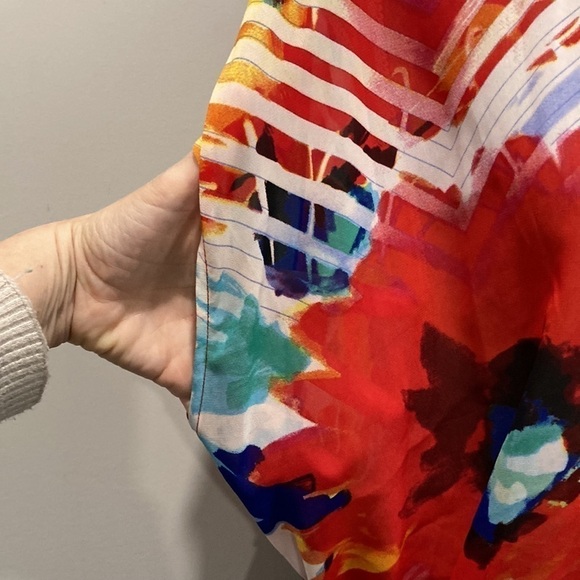 GLAM & Fame White Sheer floral Cover-Up Top XL - Picture 9 of 16